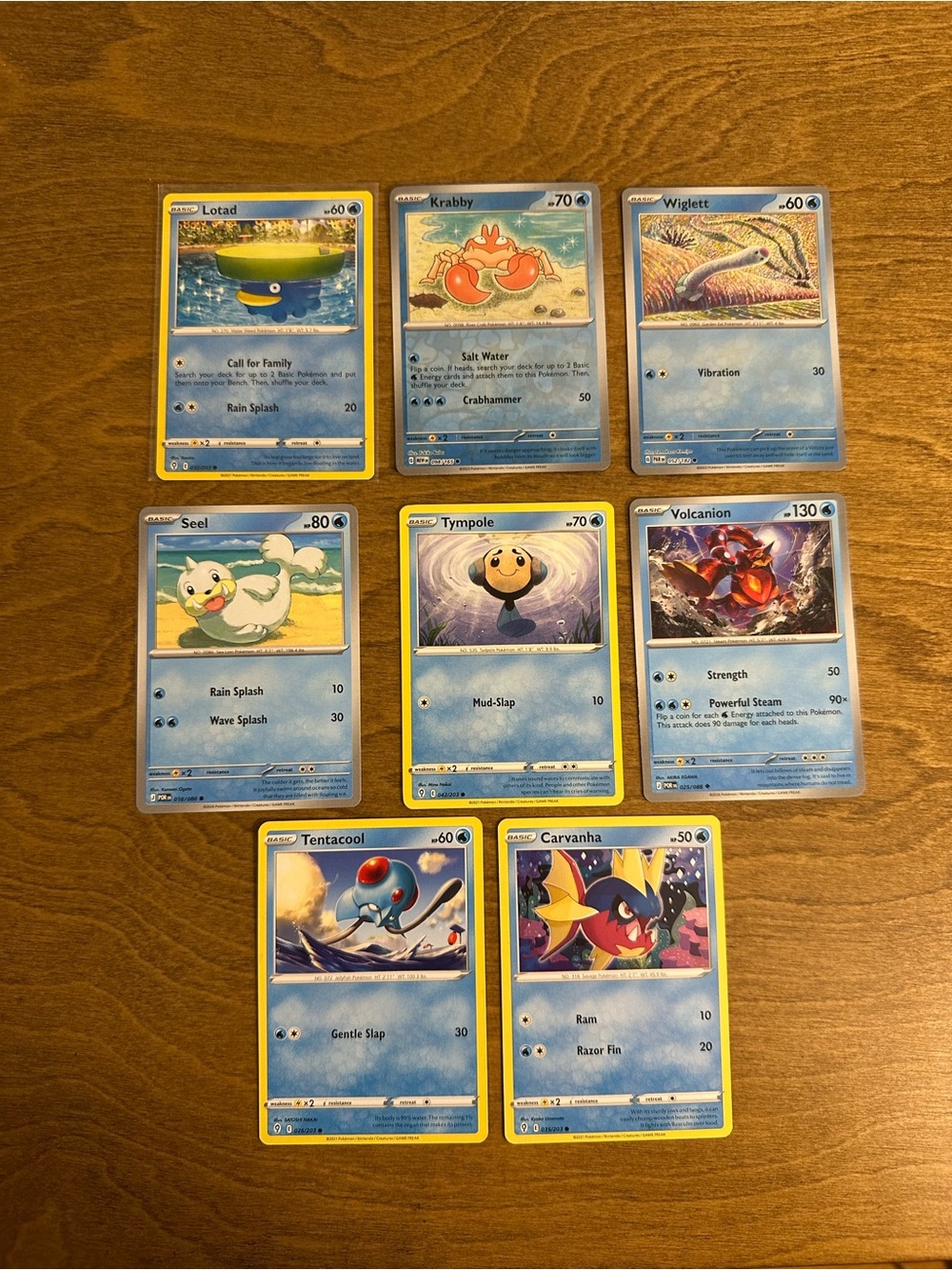 Lot of 8 Pokemon Cards Water Type